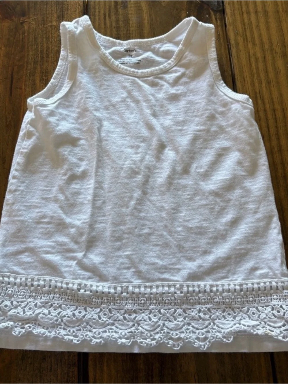 Carter's White Lace Trim Tank Top